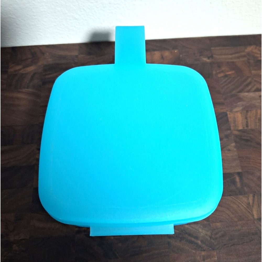 Tupperware Blue Flip Top Sandwich Keeper Container Box Square Hinged Lid 1396